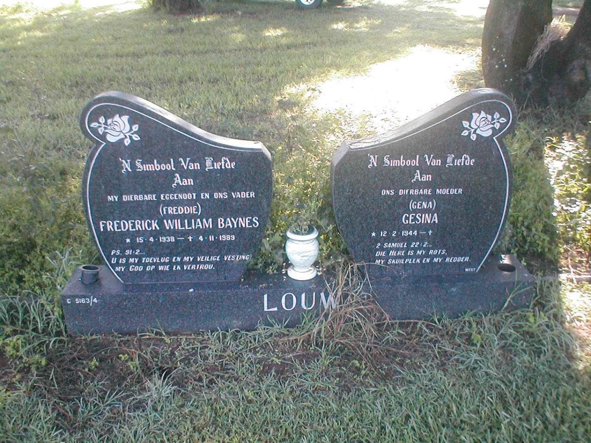 LOUW Frederick William Baynes 1938-1989 &amp; Gesina 1944 -