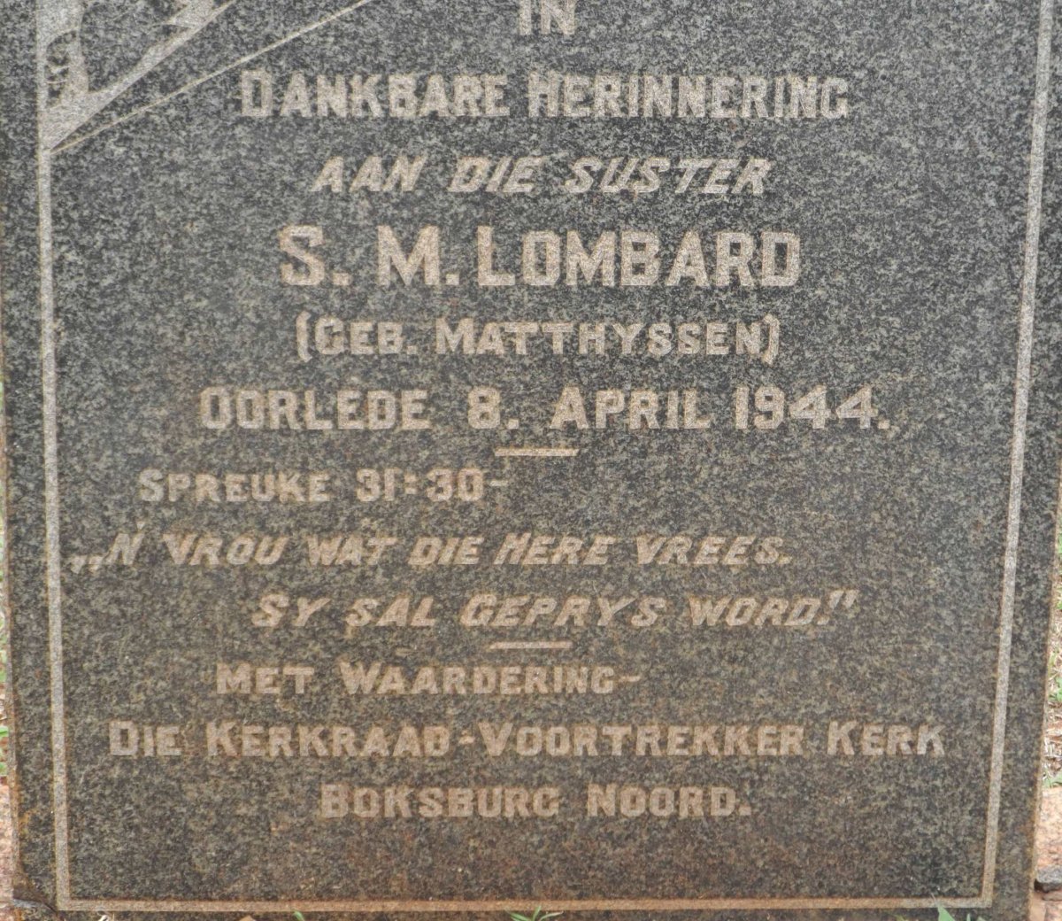 LOMBARD S.M. nee MATTHYSSEN -1944