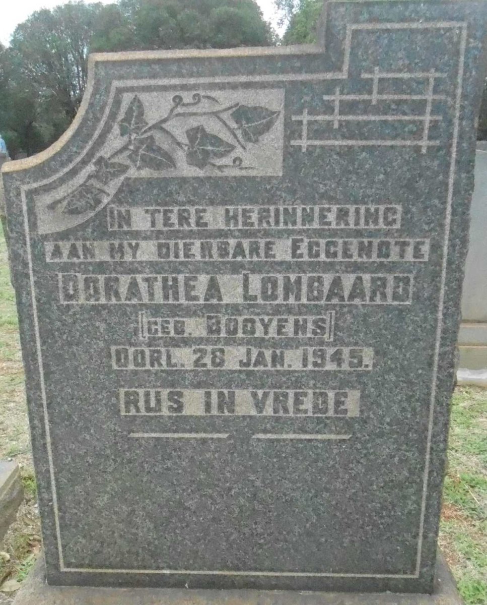 LOMBAARD Dorathea nee BOOYENS -1945