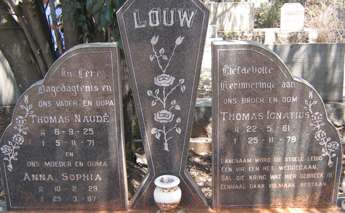 LOUW Thomas Naudé 1925-1971 &amp; Anna Sophia 1929-1987 :: LOUW Thomas Ignatius 1961-1979
