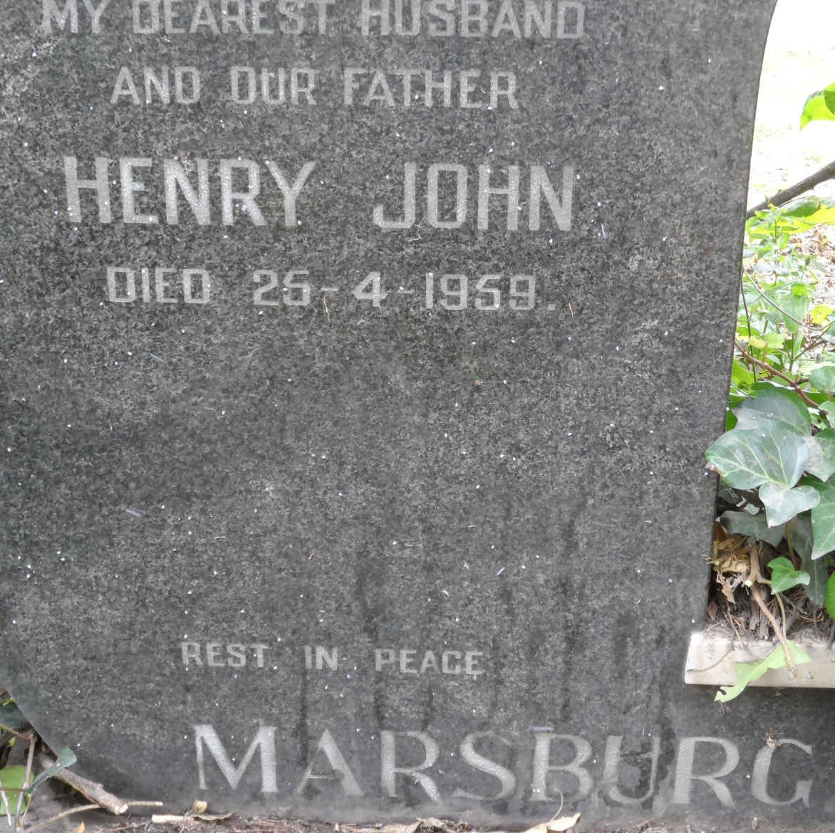 MARSBURG Henry John -1959