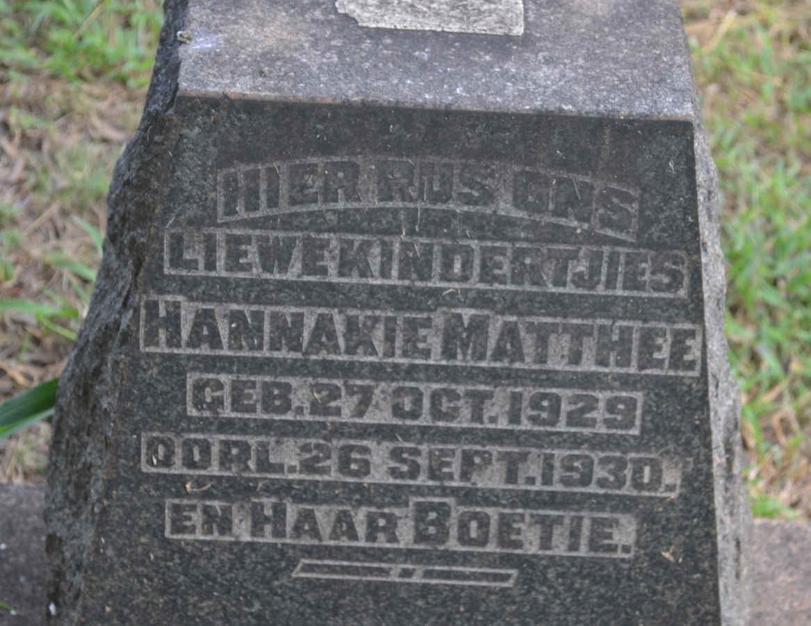 MATTHEE Hannakie 1929-1930 :: MATTHEE ?
