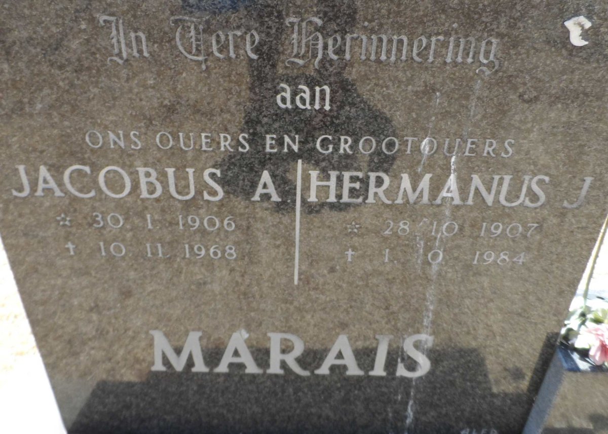 MARAIS Jacobus A. 1906-1968 &amp; Hermanus J. 1907-1984
