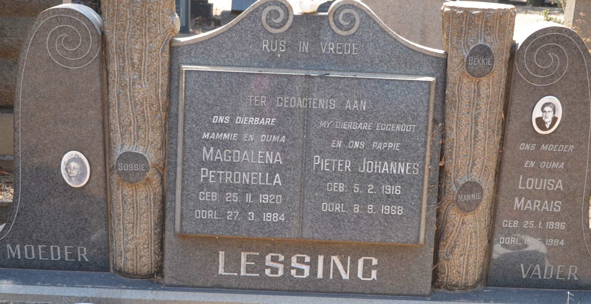 MARAIS Louisa 1896-1984 :: LESSING Pieter Johannes 1916-1968 &amp; Magdalena Petronella 1920-1984  