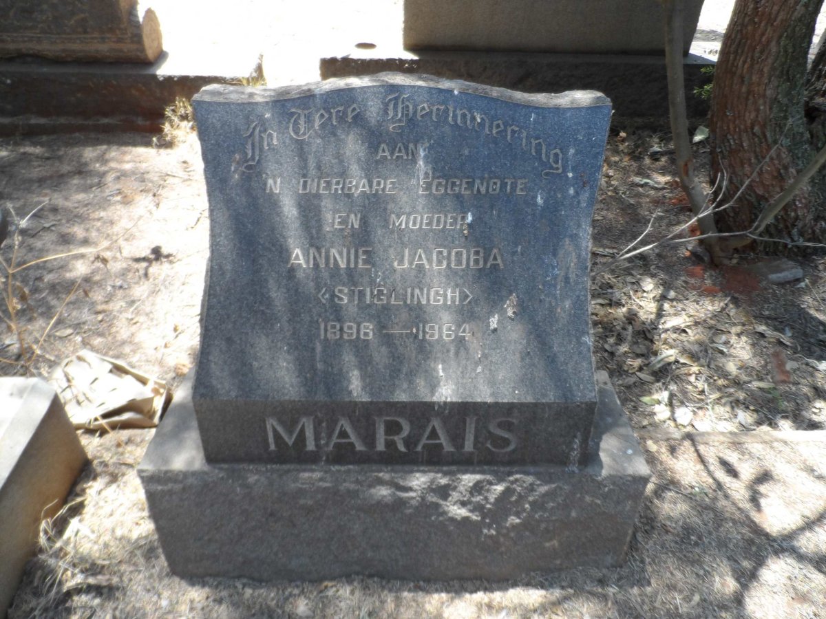 MARAIS Annie Jacoba nee STIGLING 1896-1964