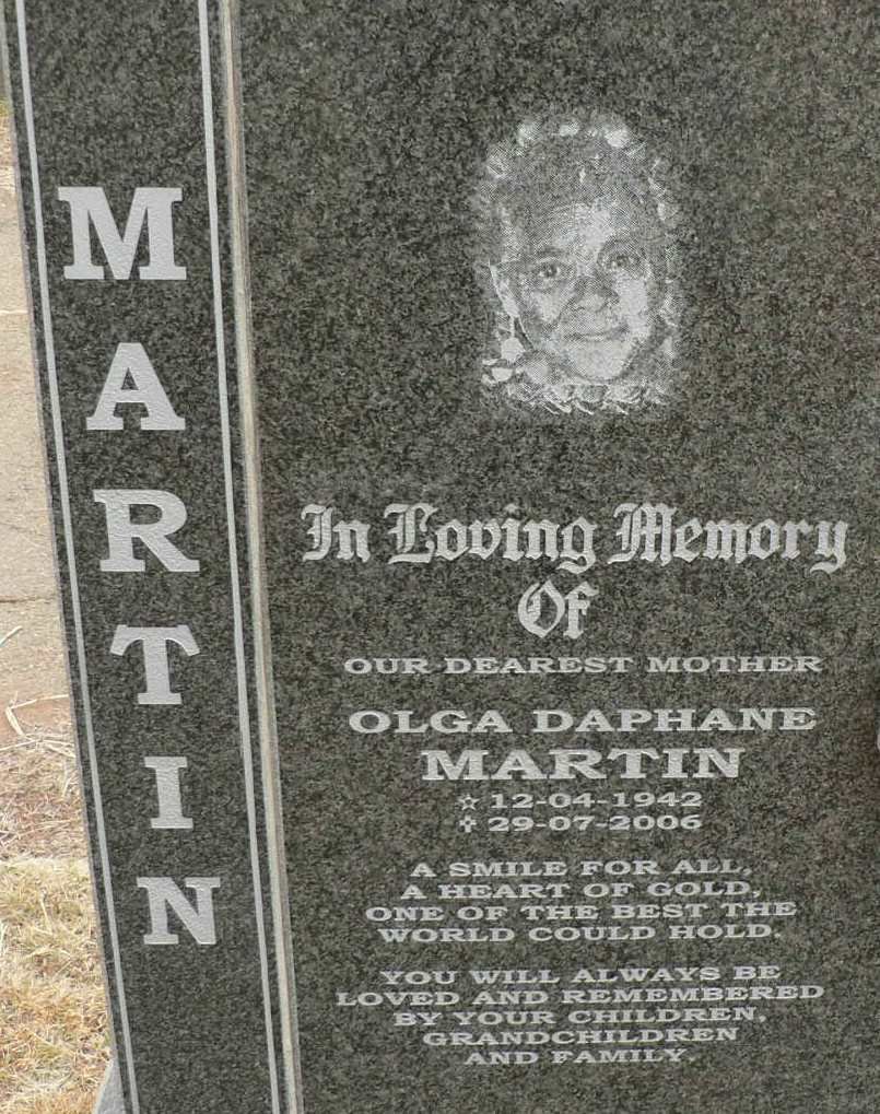MARTIN Olga Daphane 1942-2006