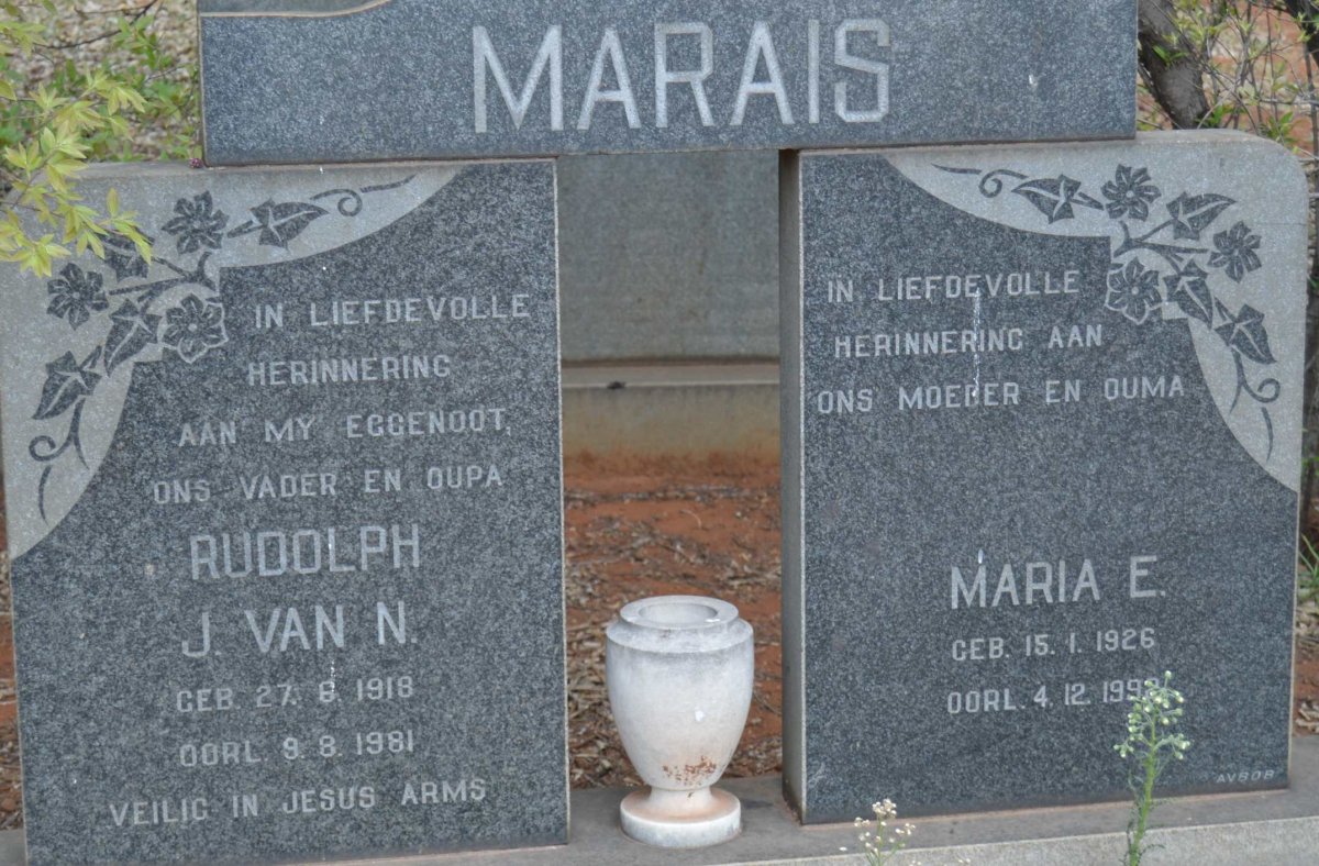 MARAIS Rudolph J. van N. 1918-1981 &amp; Maria E. 1926-1992
