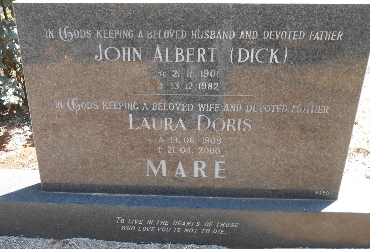 MARÉ John Albert 1901-1982 &amp; Laura Doris 1908-2000