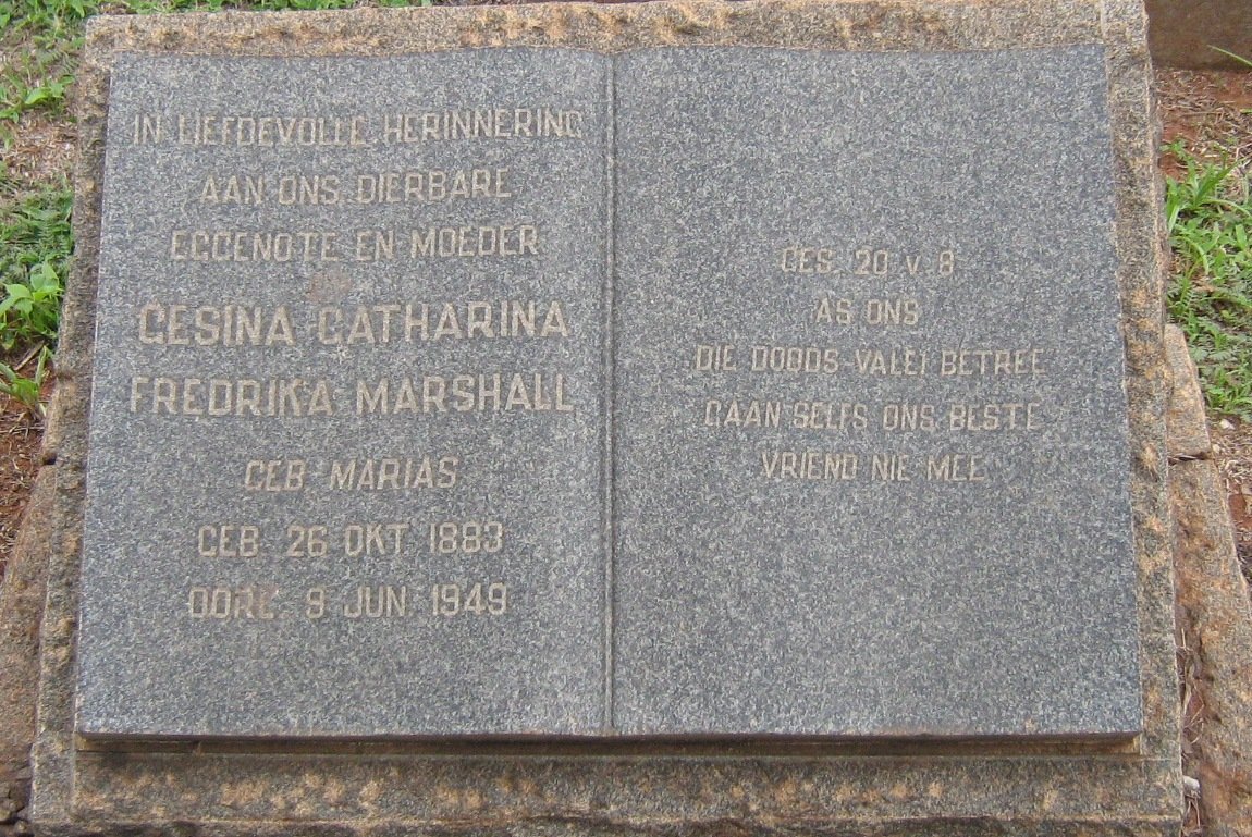 MARSHALL Gesina Catharina Fredrika nee MARIAS 1883-1949