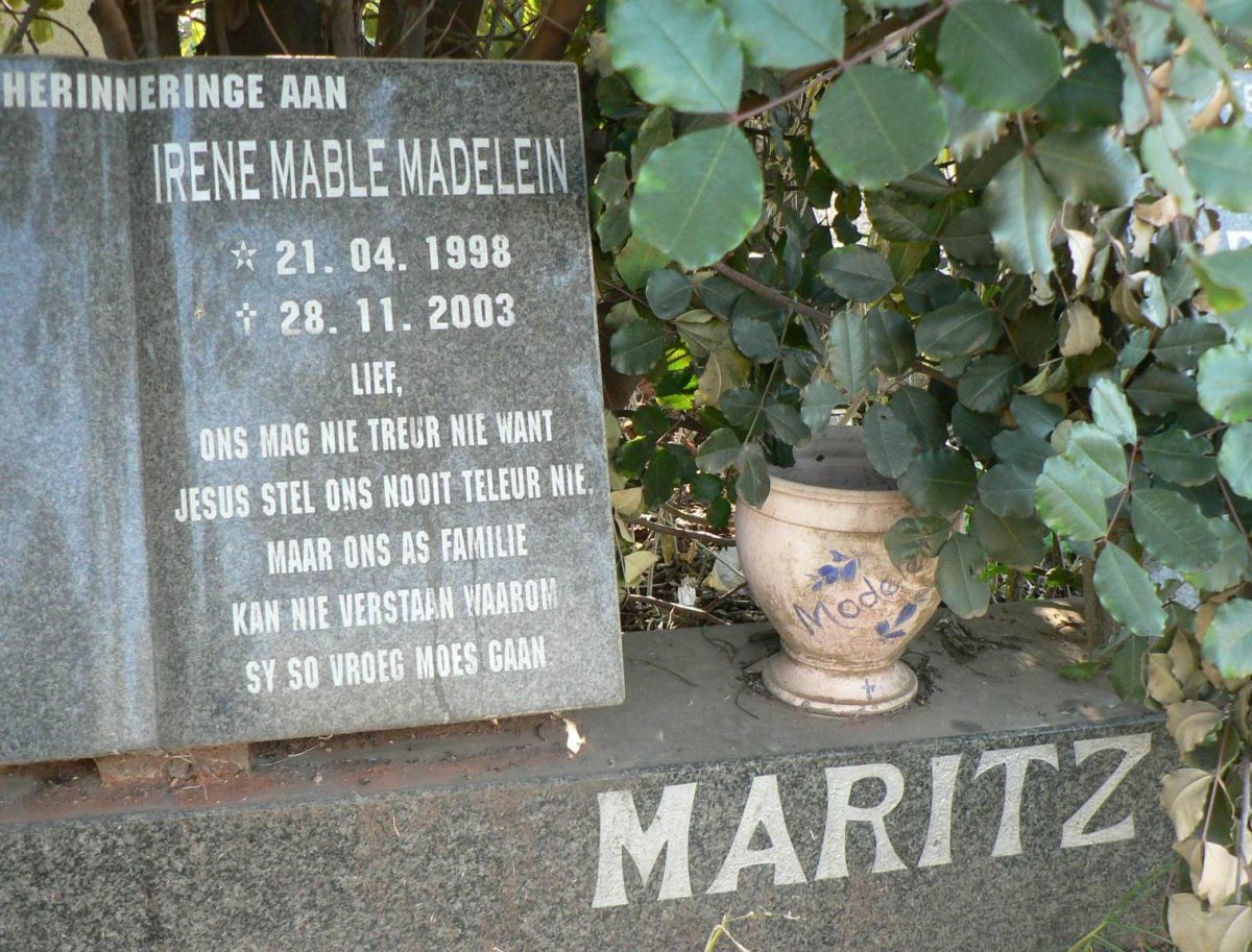 MARITZ Irene Mable Madelein 1998-2003