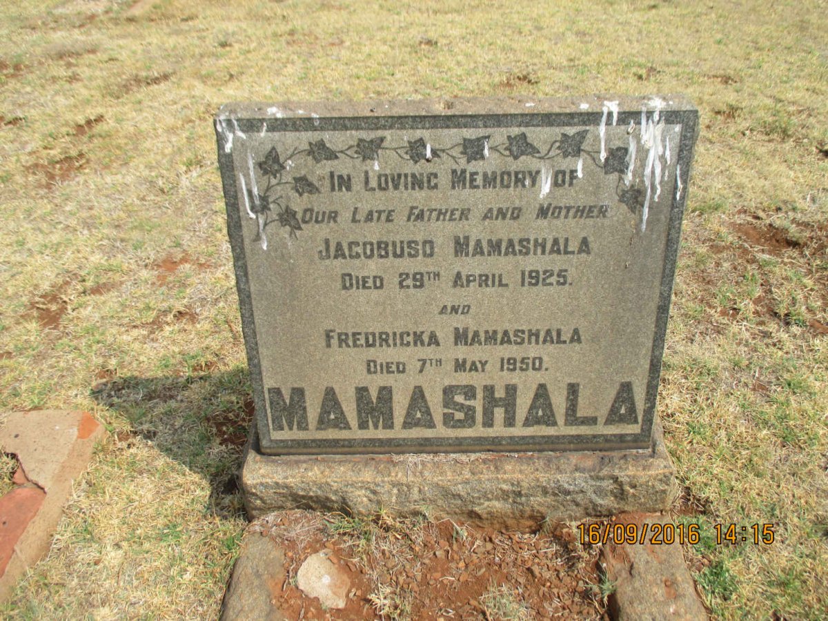 MAMASHALA Jacobuso -1925 &amp; Fredricka -1950
