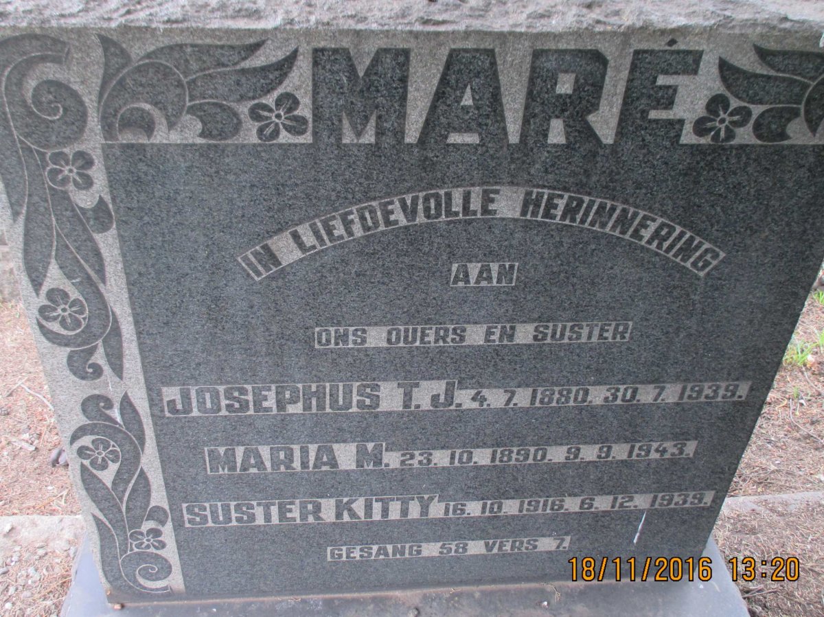 MARÉ Josephus T.J. 1880-1939 &amp; Maria M. 1890-1943 :: MARE Kitty 1916-1939