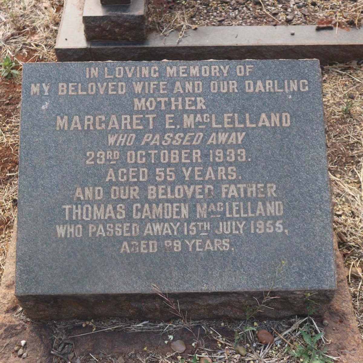 MacLELLAND Thomas Camden -1955 &amp; Margaret E. -1933