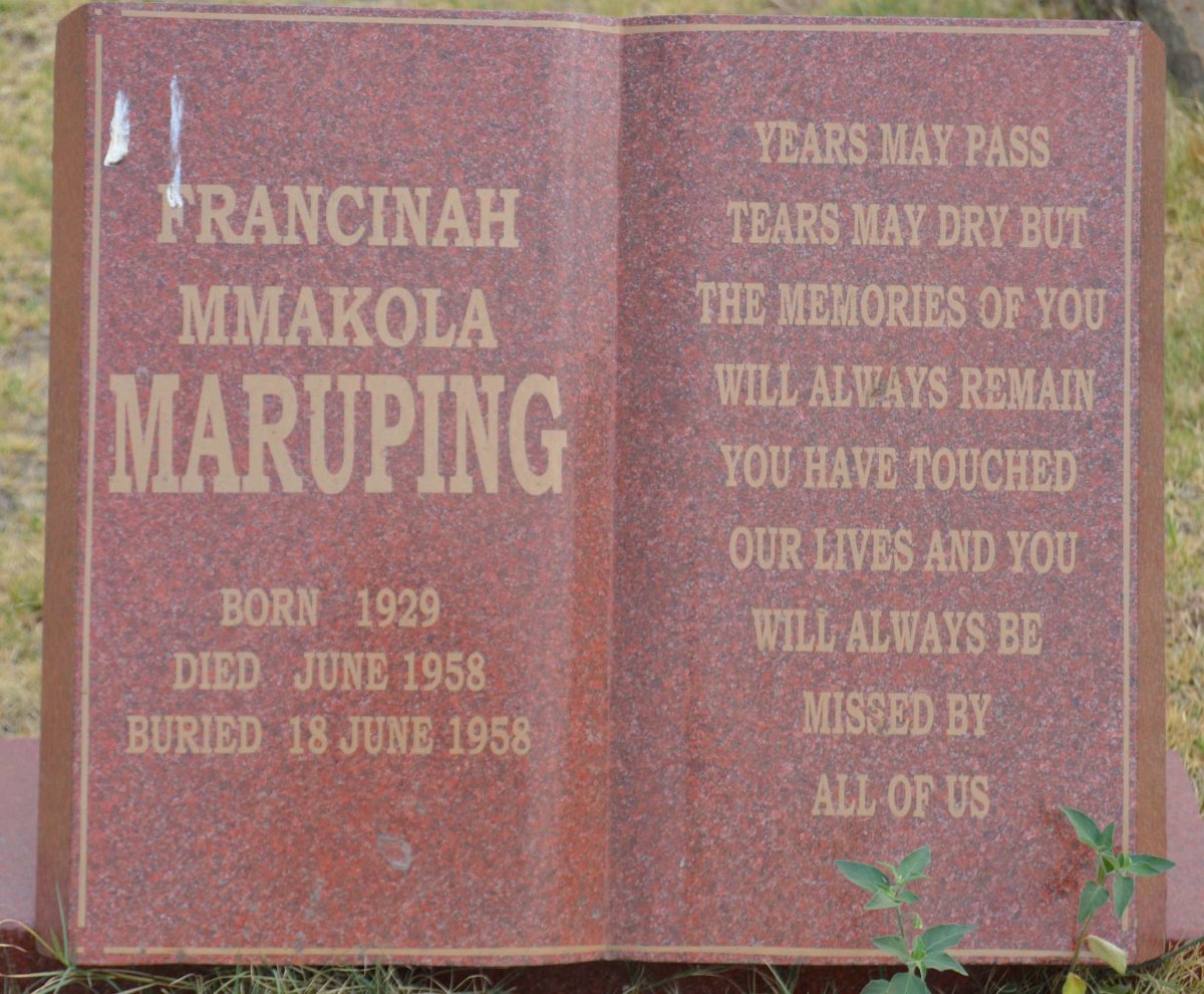 MARUPING Francinah Mmakola 1929-1958