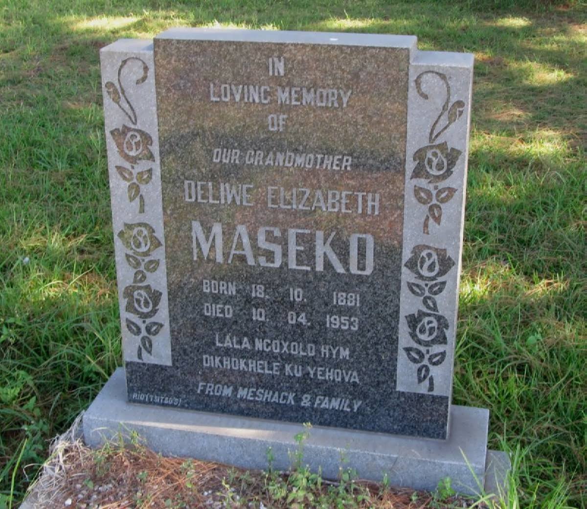 MASEKO Deliwe Elizabeth 1881-1953