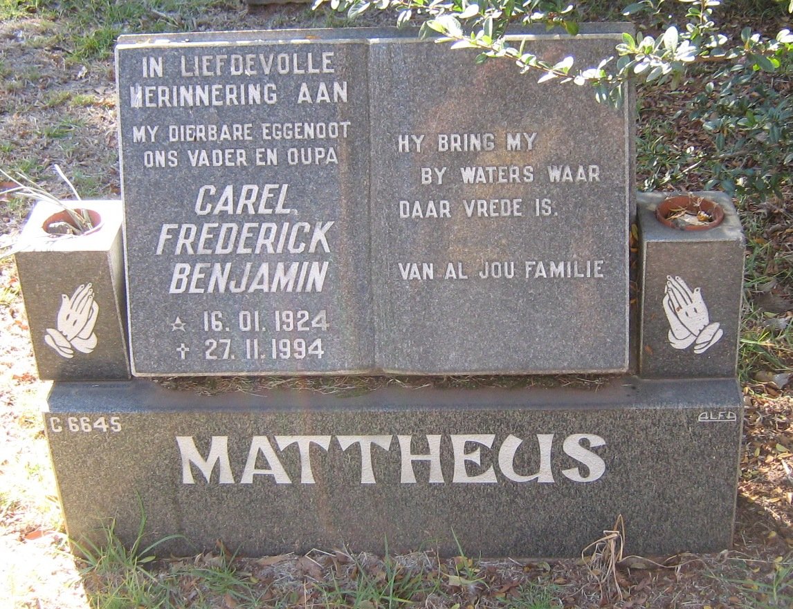 MATTHEUS Carel Frederick Benjamin 1924-1994