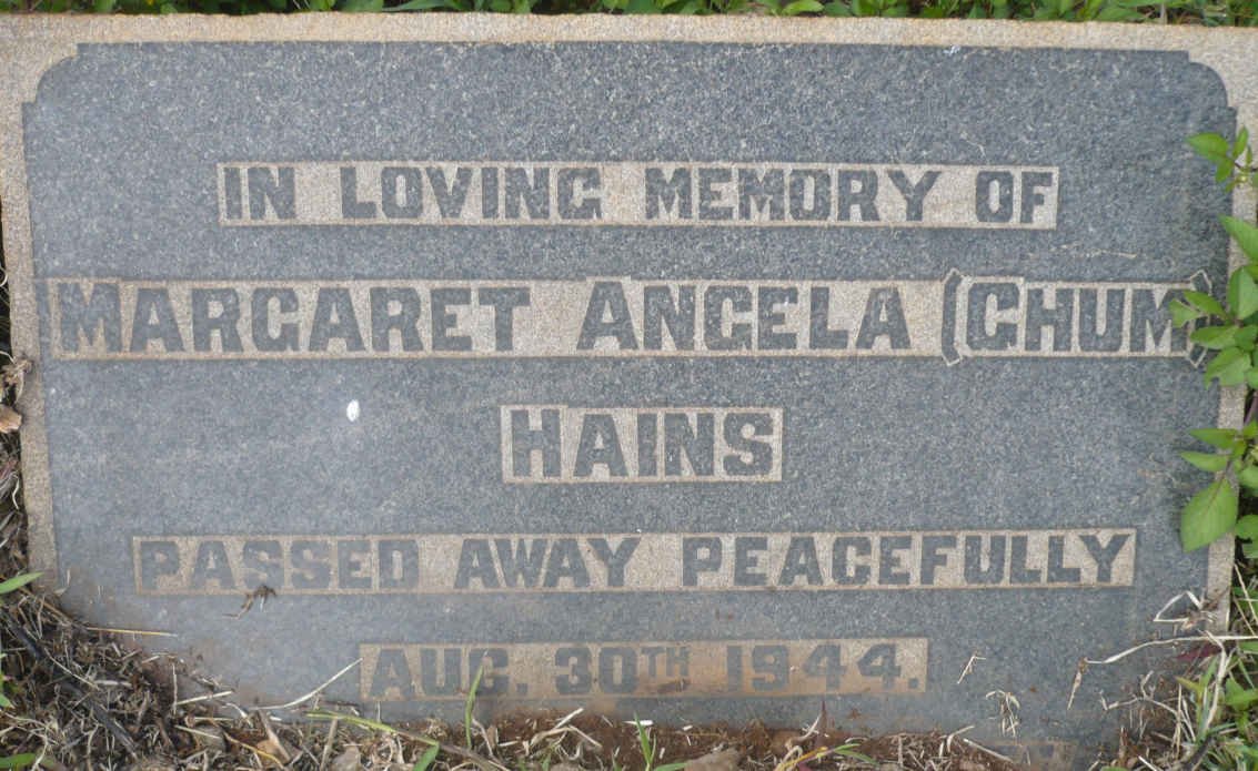 HAINS Margaret Angela nee GHUM -1944