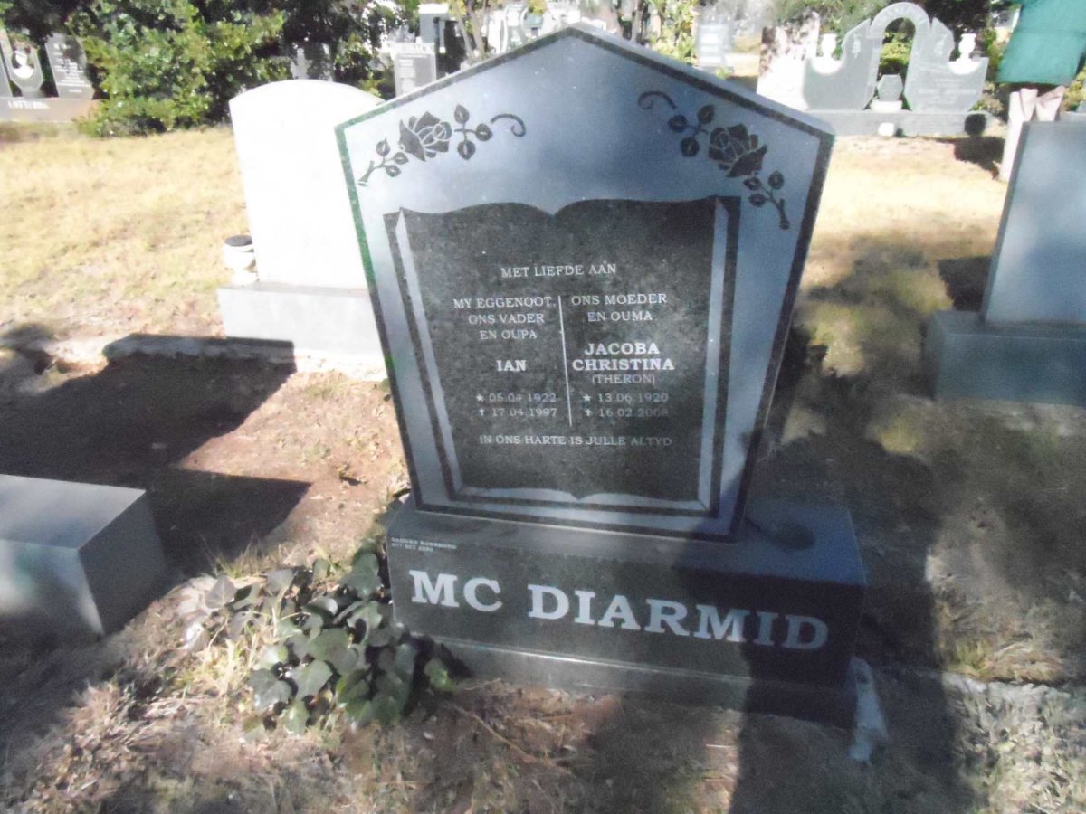 MC DIARMID Ian 1922-1997 &amp; Jacoba Christina THERON 1920-2008