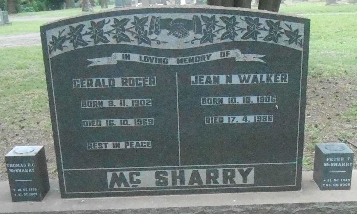 McSHARRY Gerald Roger 1902-1969 &amp; Jean N. WALKER 1906-1986 :: McSHARRY Thomas H.C. 1939-2007 :: McSHARRY Peter T. 1948-2007