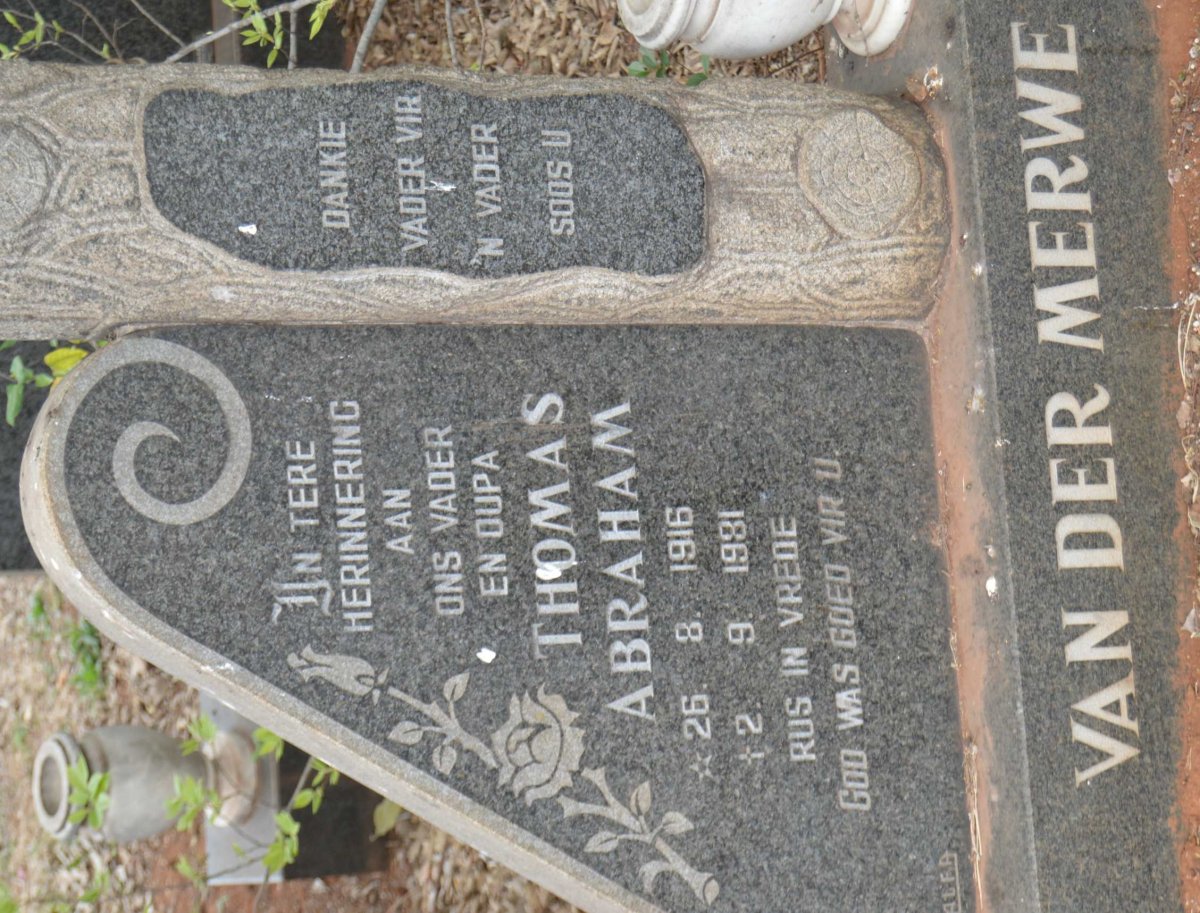MERWE Thomas Abraham, van der 1916-1981