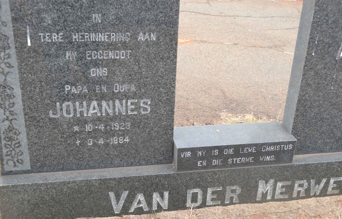 MERWE Johannes, van der 1923-1984