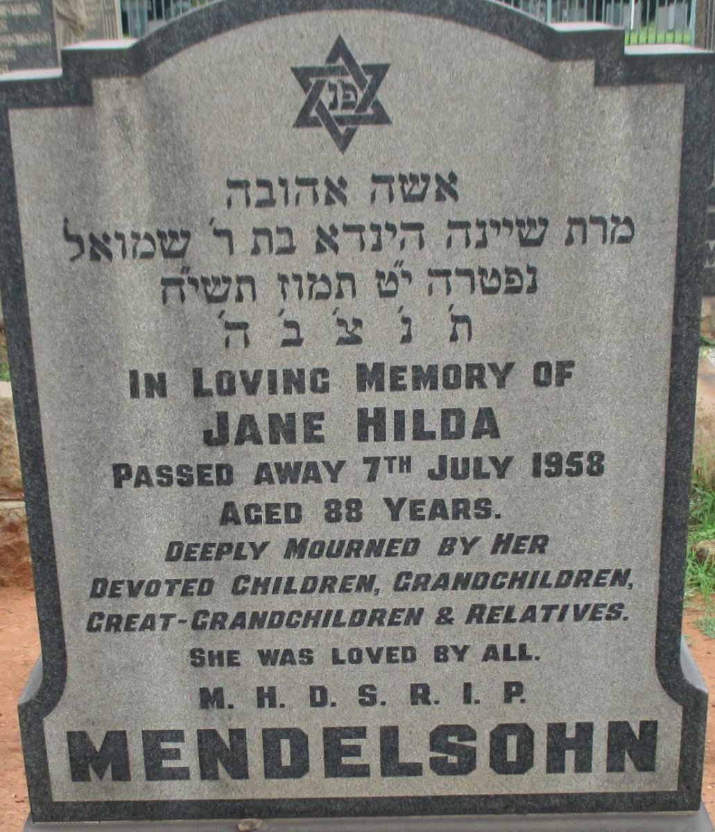 MENDELSOHN Jane Hilda -1958