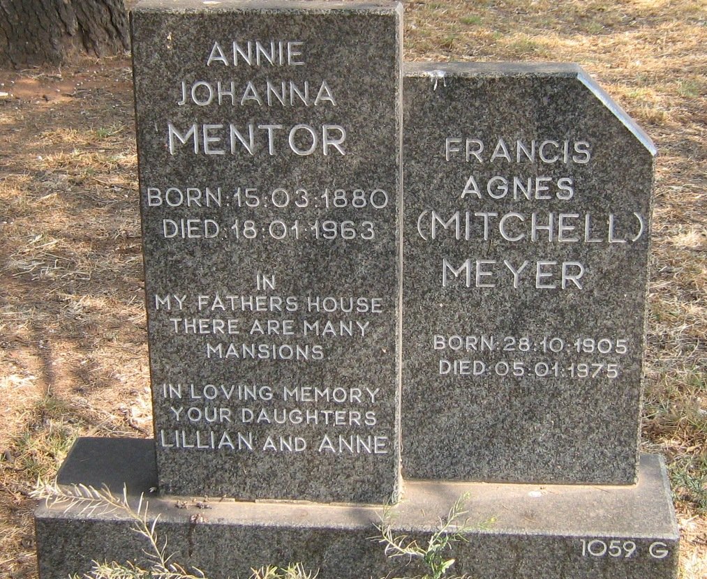 MENTOR Annie Johanna 1880-1963 :: MEYER Francis Agnes MITCHELL