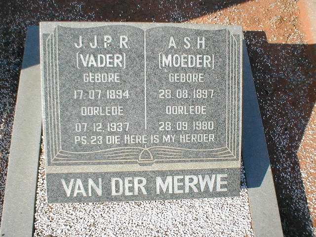 MERWE J.J.P.R., van der 1894-1937 &amp; A.S.H. 1897-1980