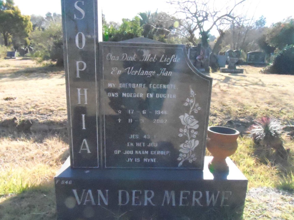 MERWE Sophia, van der 1946-2002