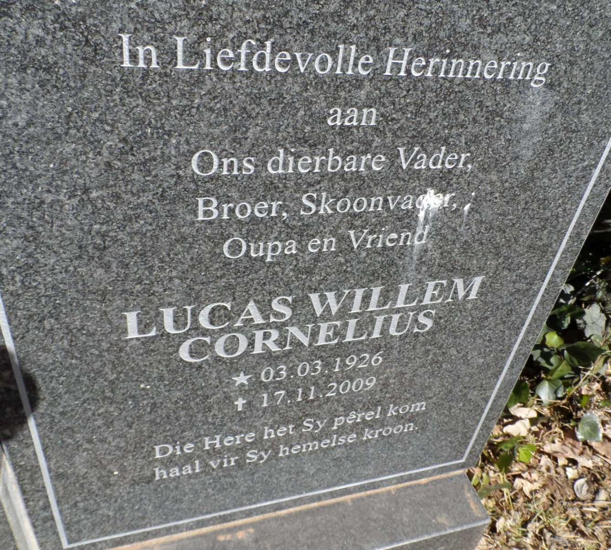 MERWE Lucas Willem Cornelius, van der 1926-2009
