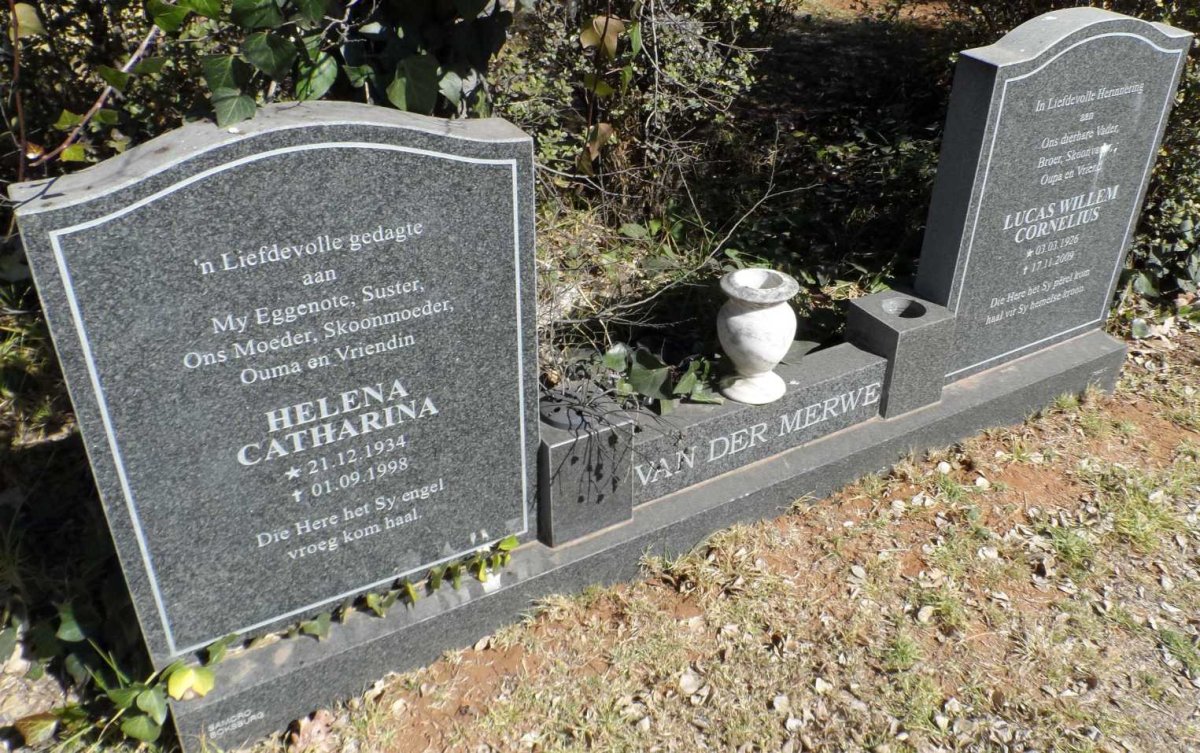 MERWE Lucas Willem Cornelius, van der 1926-2009 &amp; Helena Catharina 1934-1998