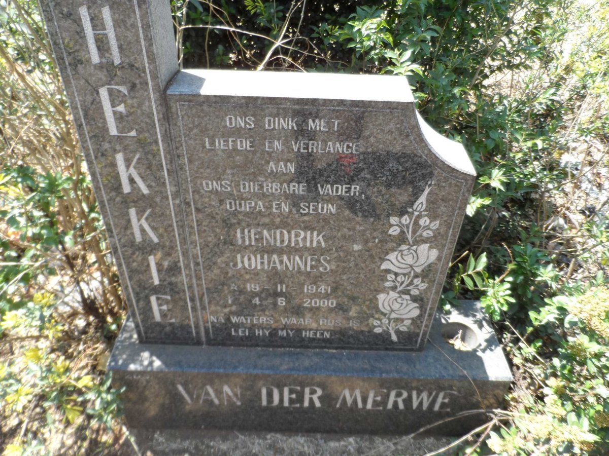MERWE Hendrik Johannes, van der 1941-2000
