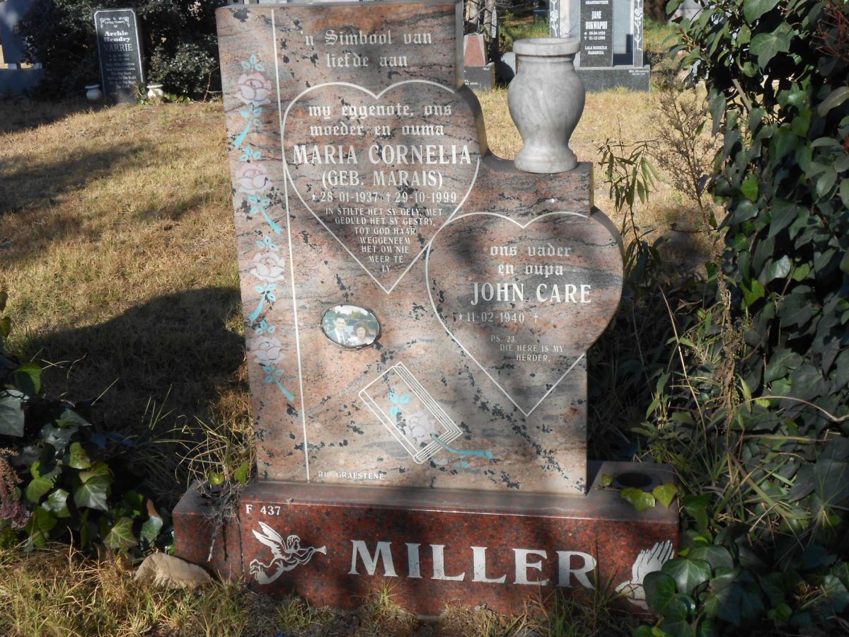 MILLER John Care 1940- &amp; Maria Cornelia MARAIS 1937-1999