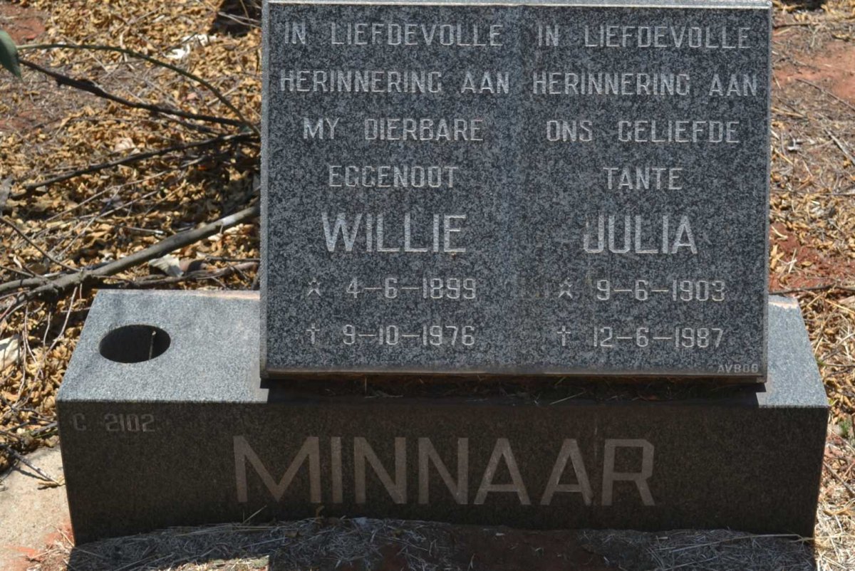 MINNAAR Willie 1899-1976 &amp; Julia 1903-1987