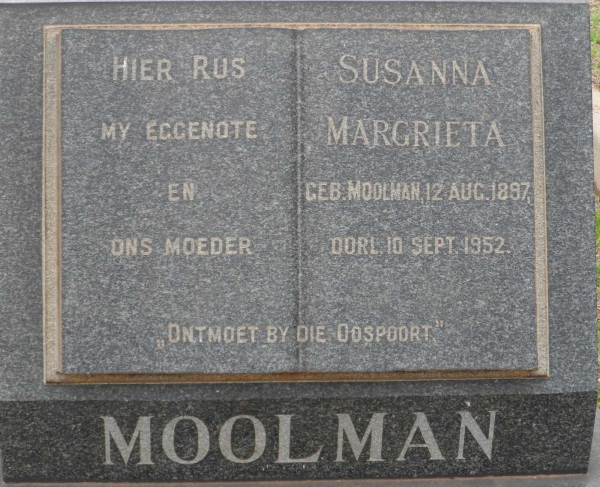 MOOLMAN Susanna Margrieta nee MOOLMAN 1887-1952