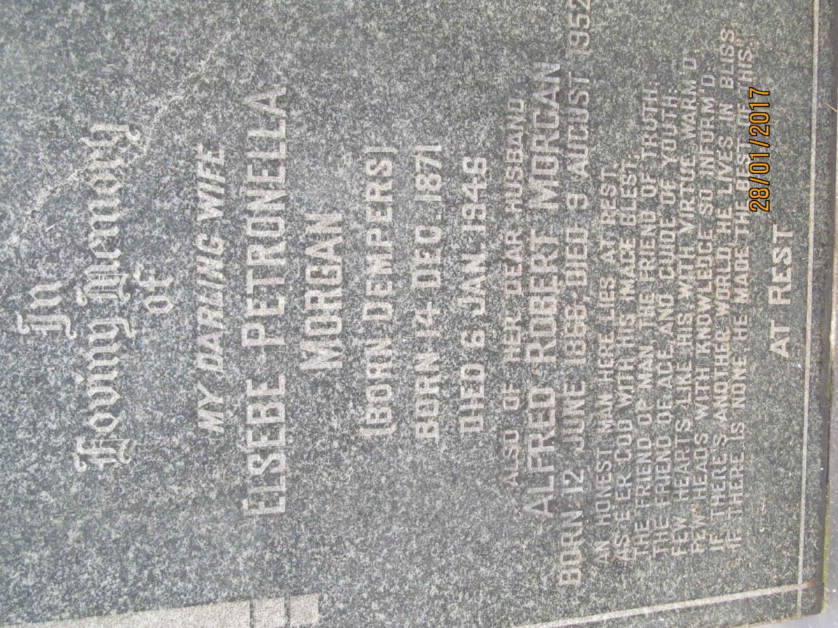 MORGAN Alfred Robert 1866-1952 &amp; Elsebe Petronella DEMPERS 1871-1946