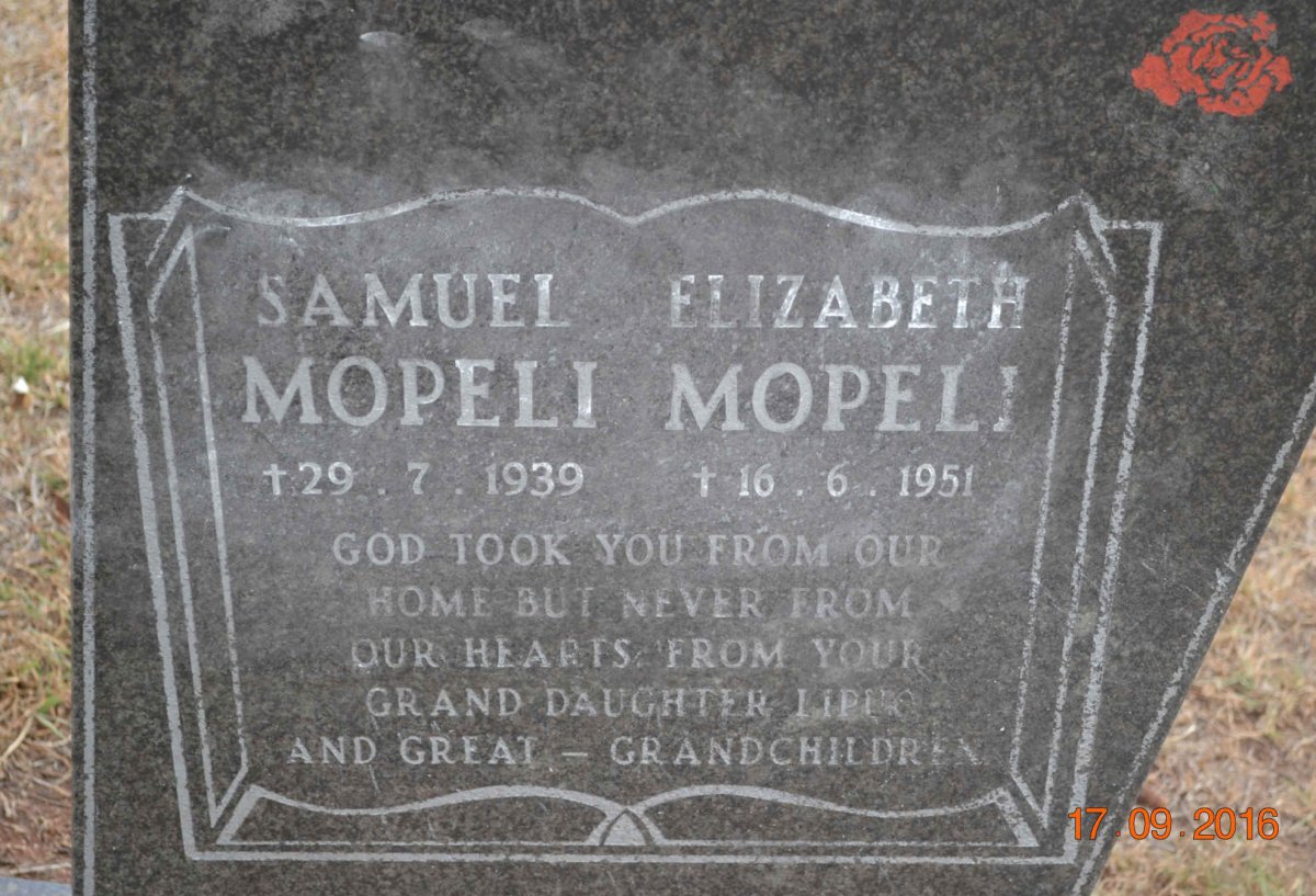 MOPELI Samuel -1939 &amp; Elizabeth -1951