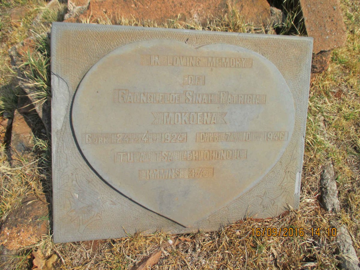 MOKOENA Gaongleloe Sinah Patricia 1924-1946