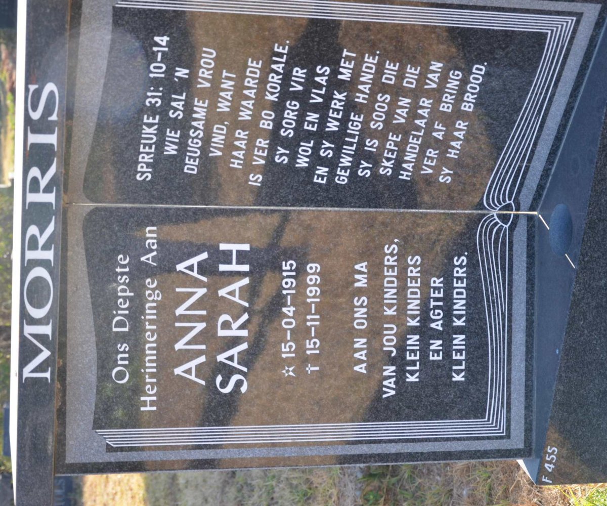 MORRIS Anna Sarah 1915-1999