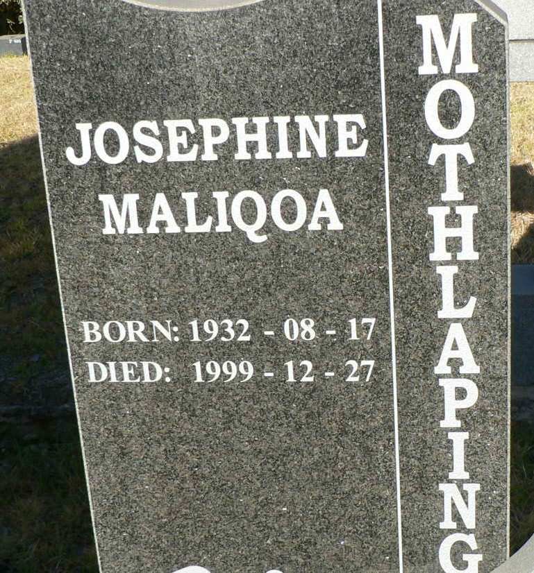 MOTHLAPING Josephine Maliqoa 1932-1999