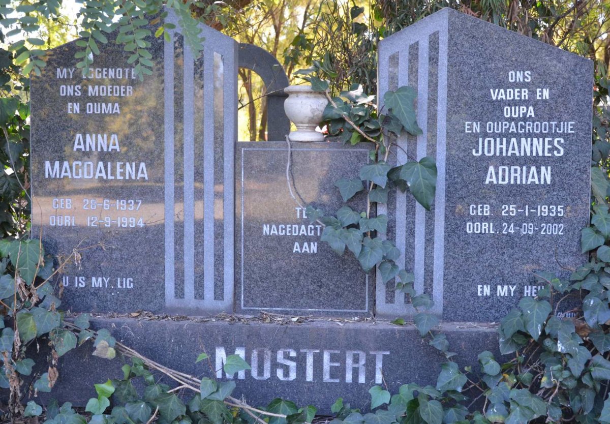 MOSTERT Johannes Adrian 1935-2002 &amp; Anna Magdalena 1937-1994