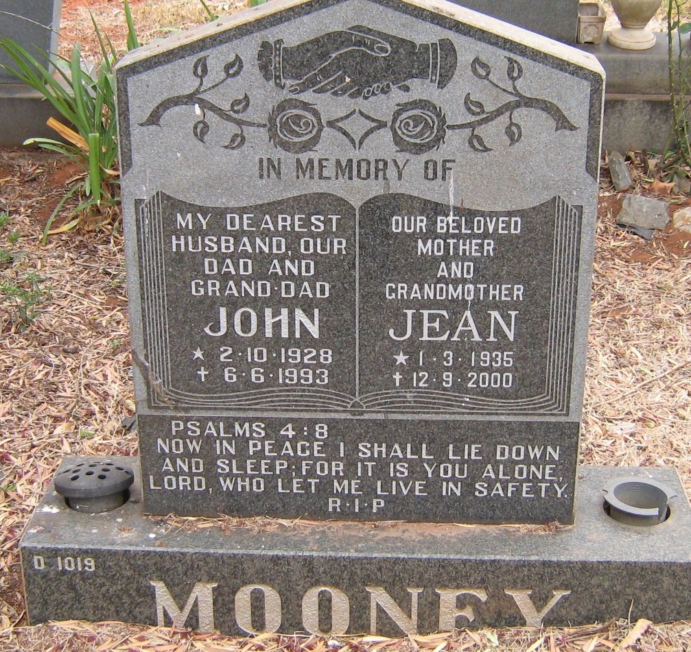 MOONEY John 1928-1993 &amp; Jean 1935-2000