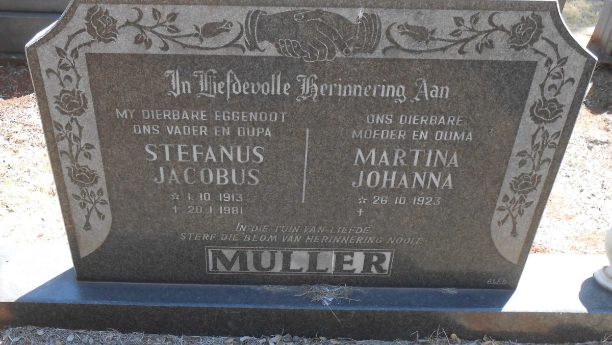 MULLER Stefanus Jacobus 1913-1981 &amp; Martina Johanna 1923-