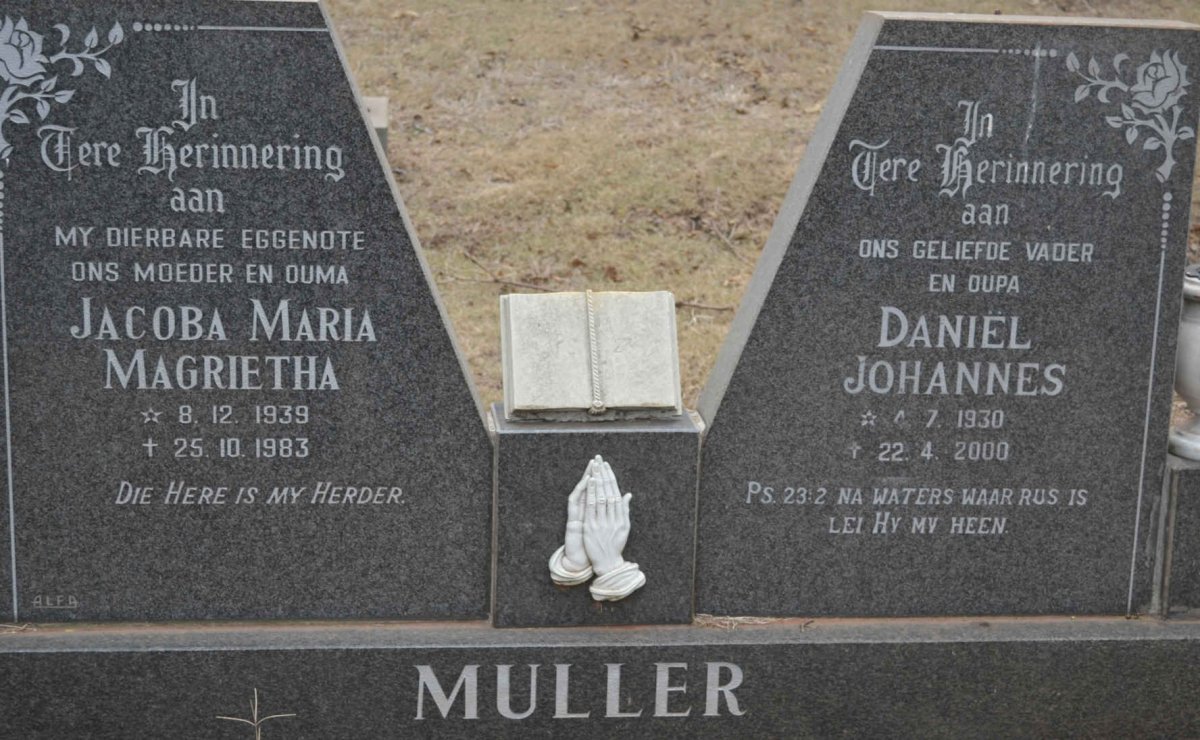 MULLER Daniël Johannes 1930-2000 &amp; Jacoba Maria Magrietha 1939-1983