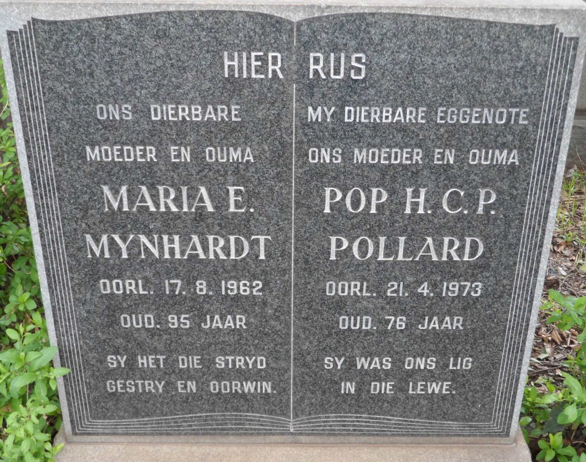 MYNHARDT Maria E. -1962 :: POLLARD H.C.P. -1973 