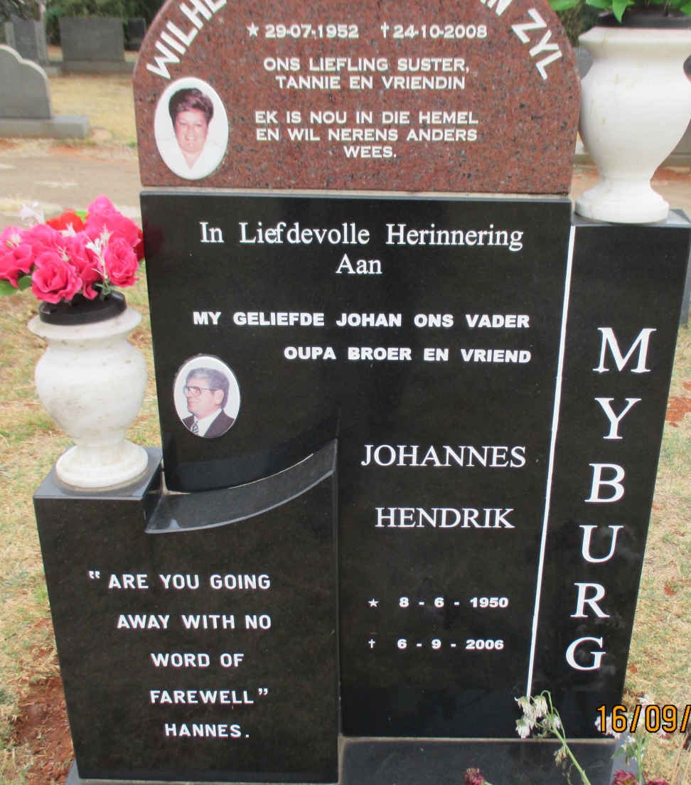 MYBURG Johannes Hendrik 1950-2006 :: VAN ZYL Wilhelmina Elsa 1952-2008