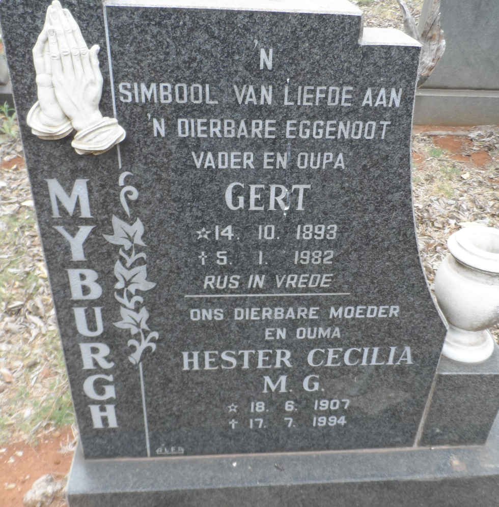 MYBURGH Gert 1893-1982 &amp; Hester Cecilia M.G. 1907-1994