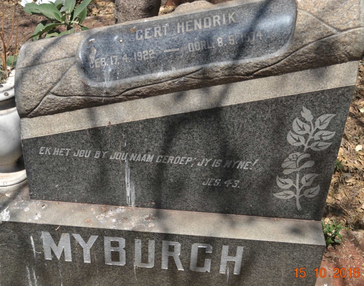 MYBURGH Gert Hendrik 1922-1974