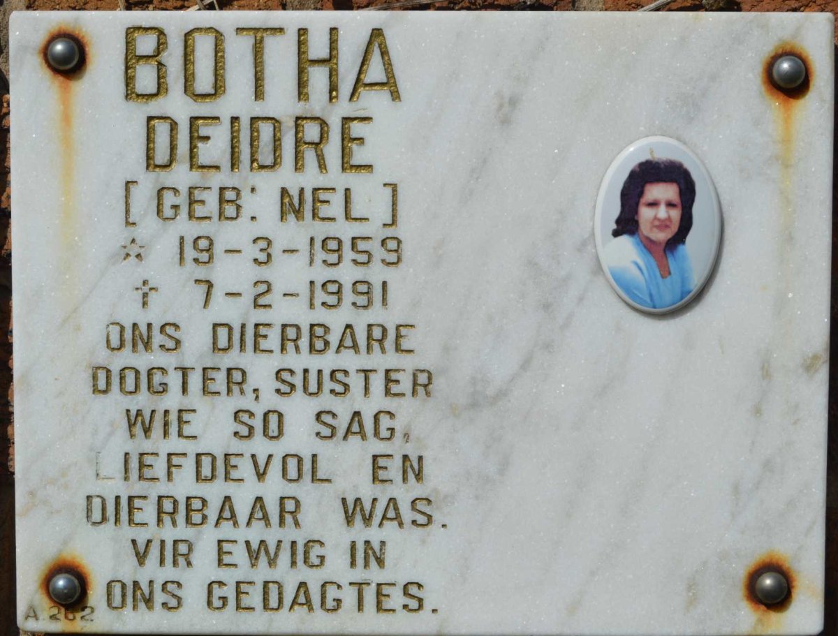BOTHA Deidre nee NEL 1959-1991