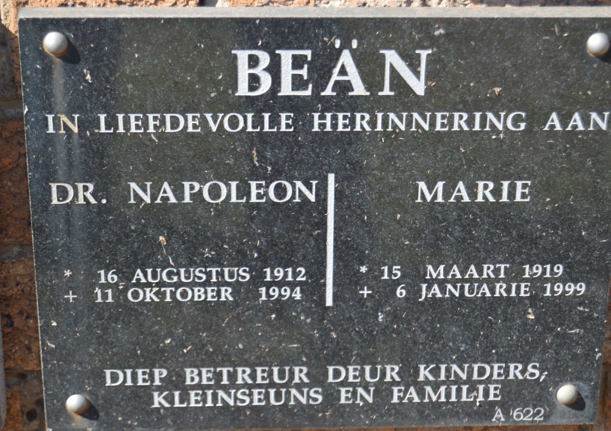BEÄN Napoleon 1912-1994 &amp; Marie 1919-1999